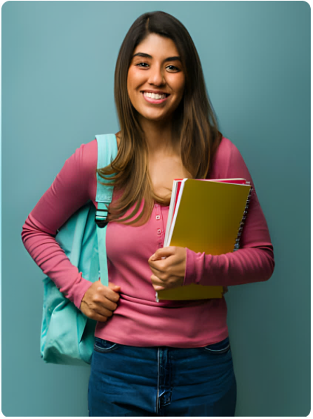Student holding books